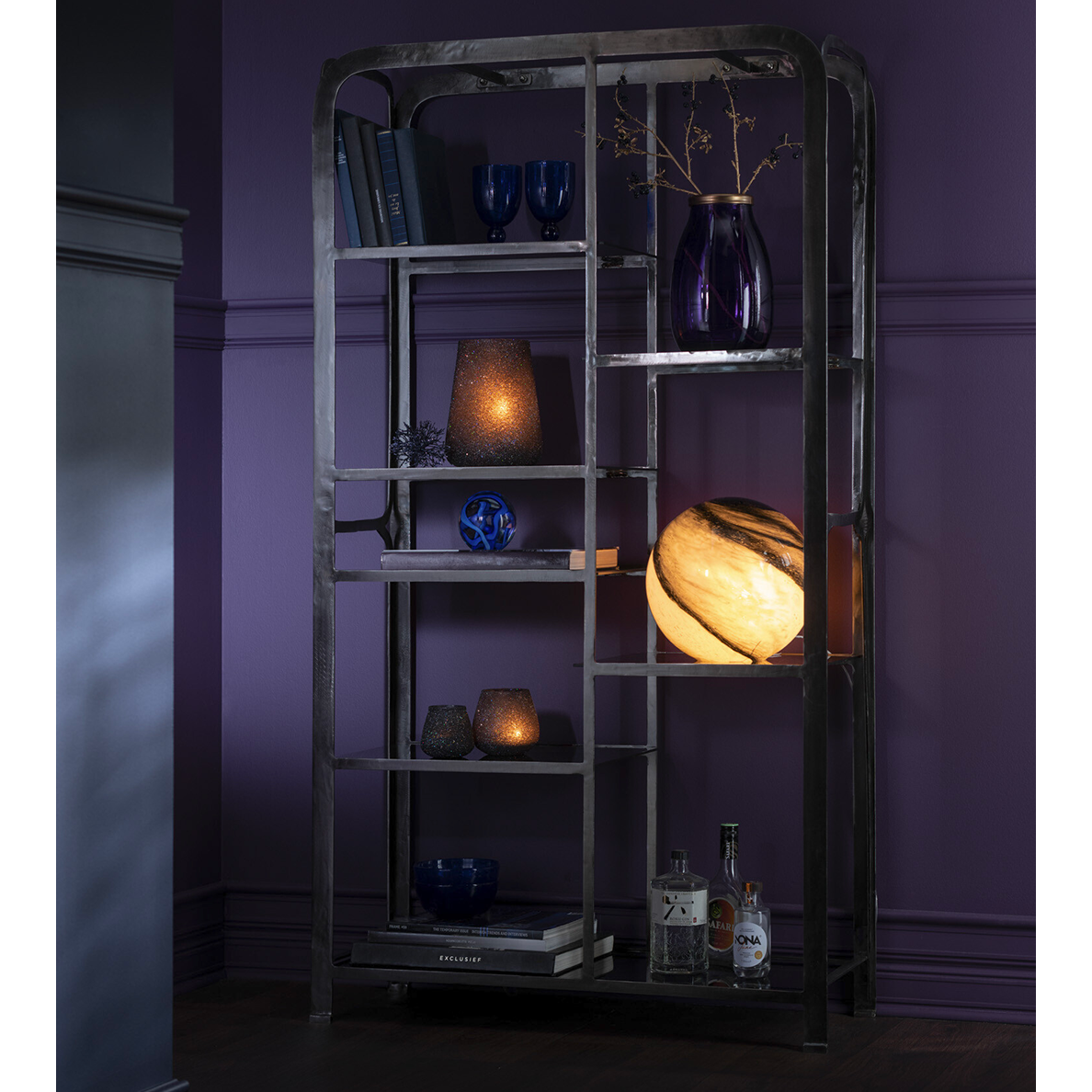 Etagere QUZO Antique Fer/Verre Gris by JLINE