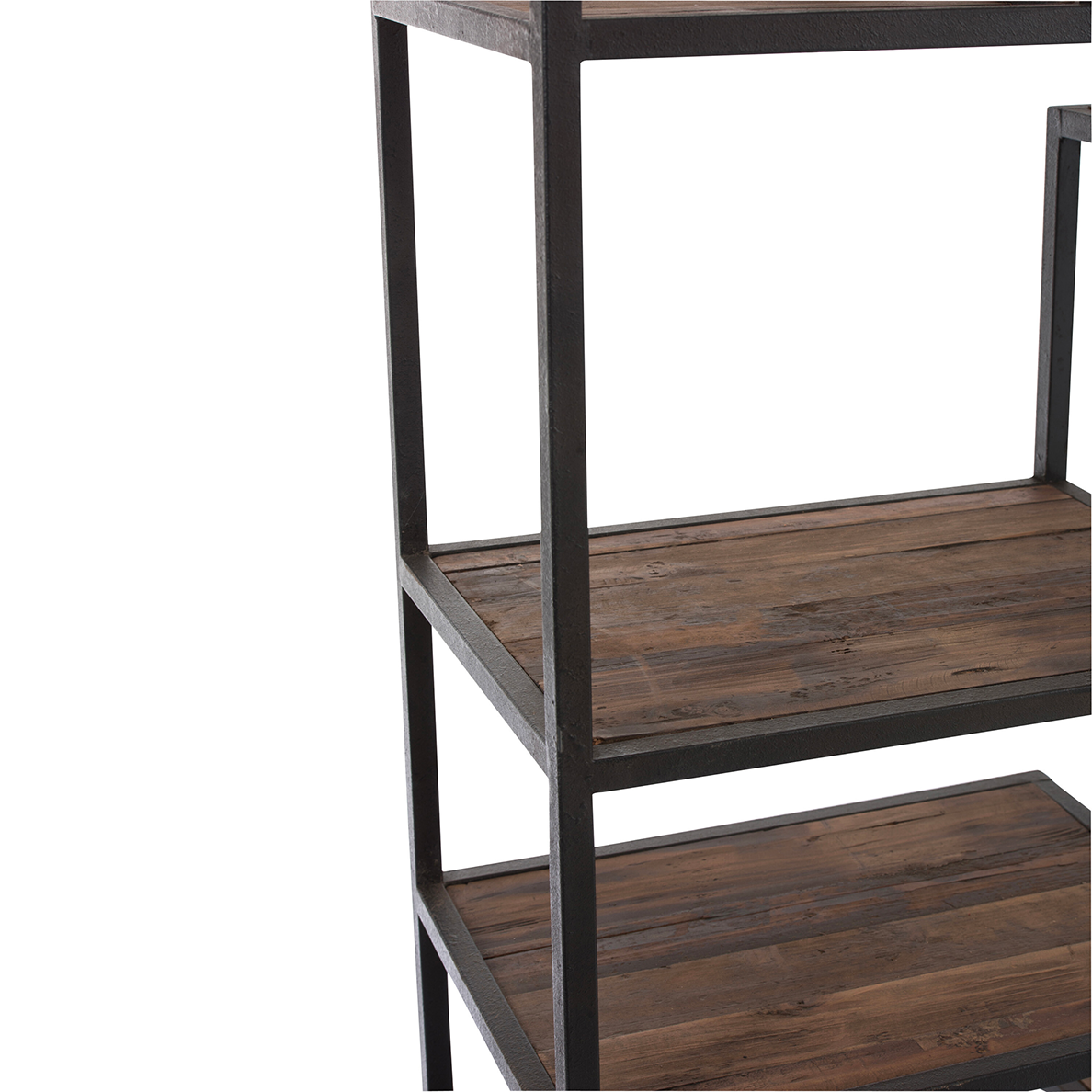 Étagère 6 tablettes métal/bois marron/noir