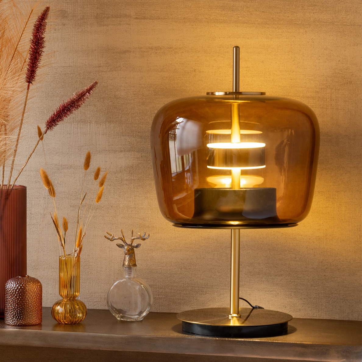 Lampe de table Led Verre Marron BY JLINE