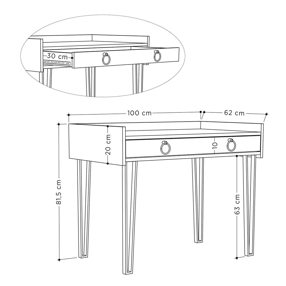 Bureau LOUANE anthracite