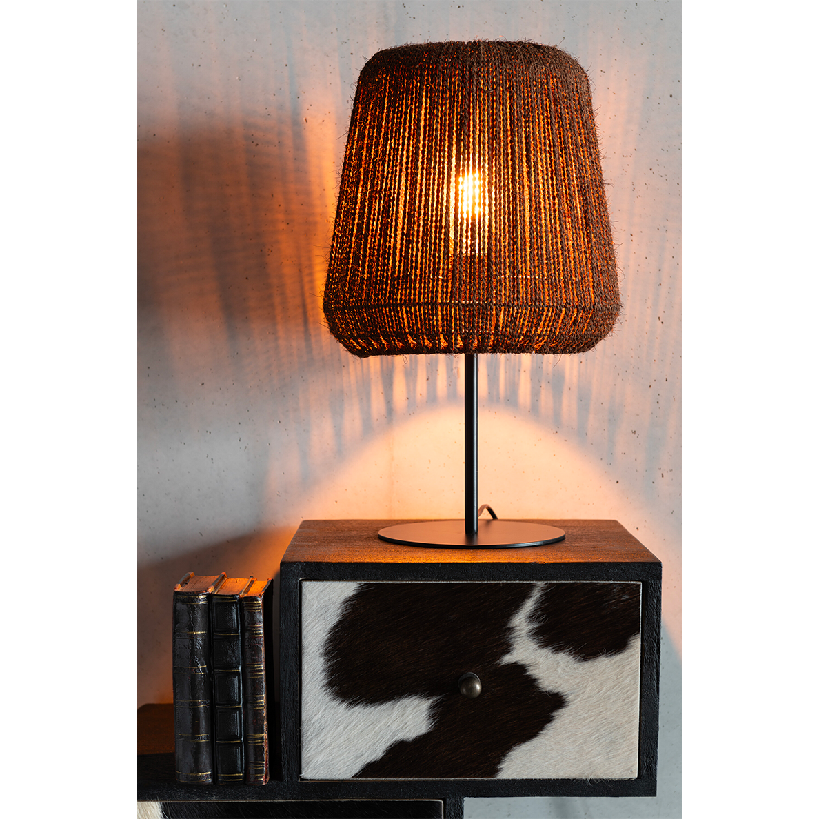 Lampe de Table MOLLY en metal/palmier noir