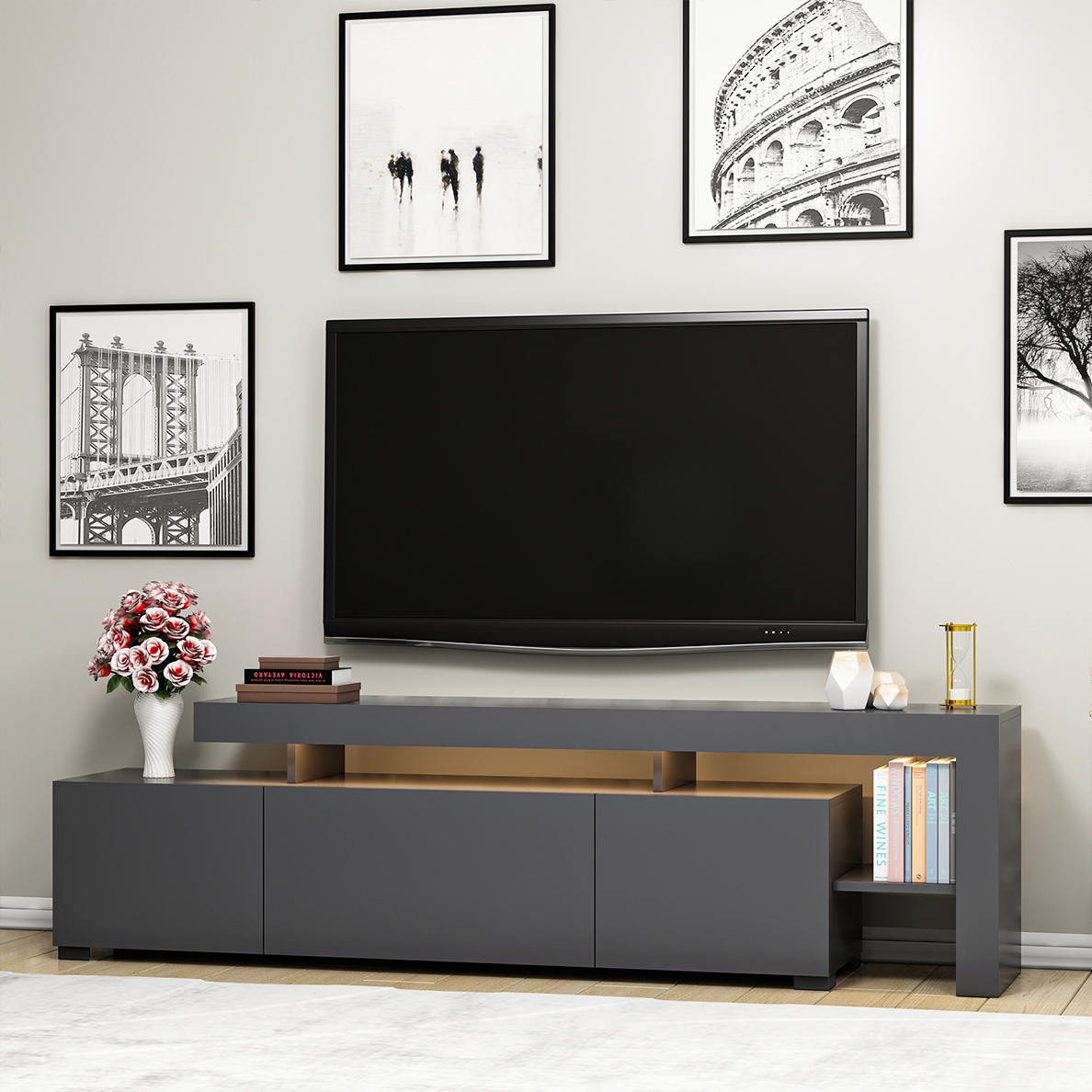 Meuble TV BLOOM anthracite LED