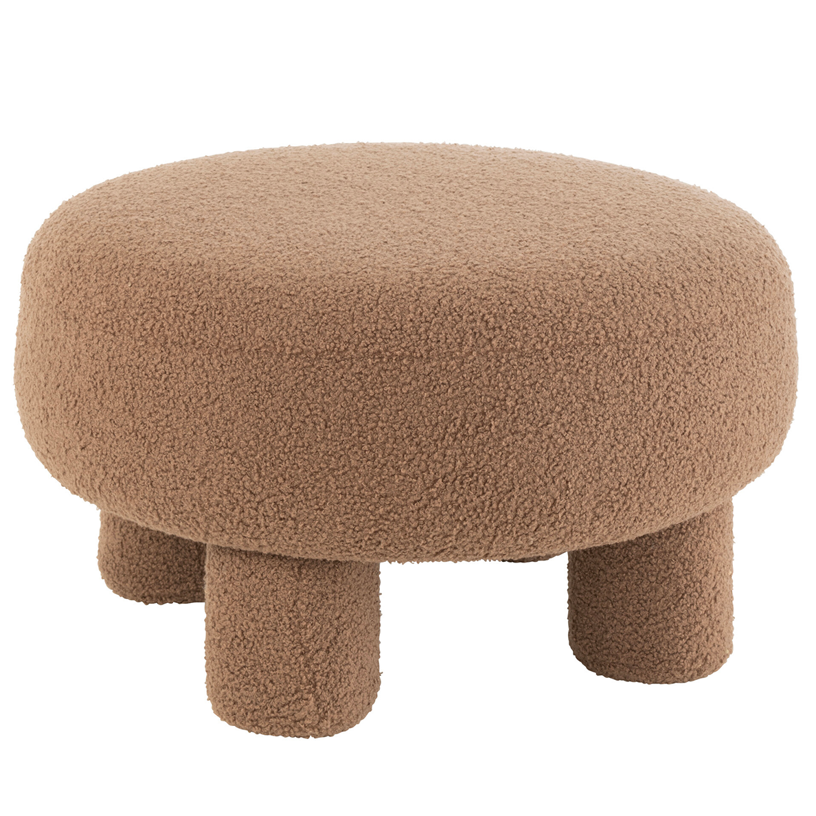 Pouf TEDDY en tissu bouclette marron