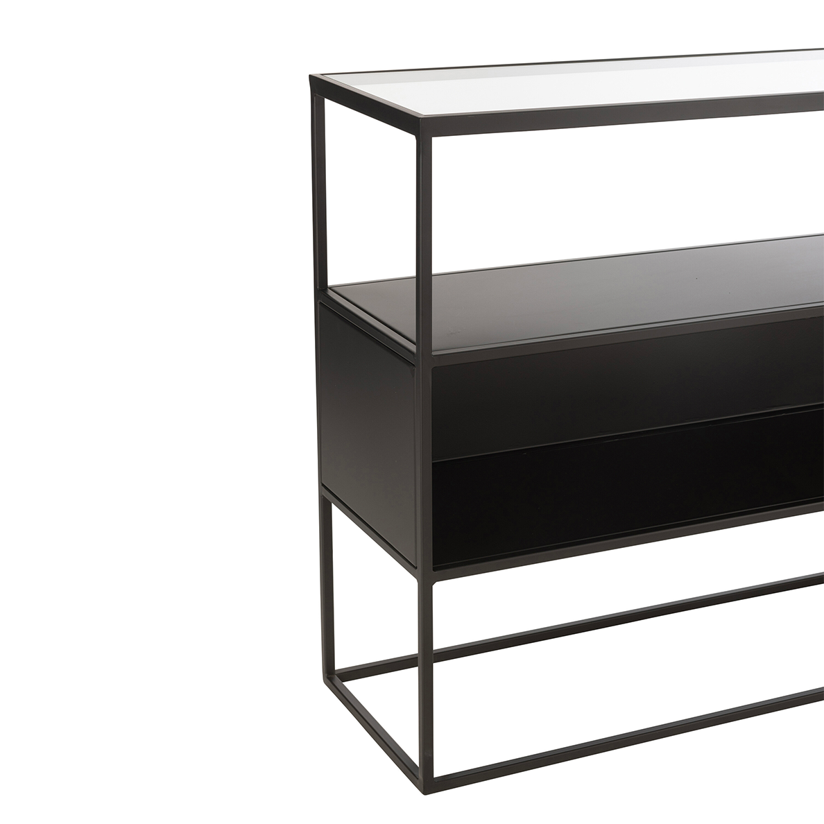 Console LOUIS Carré Metal/Verre Noir