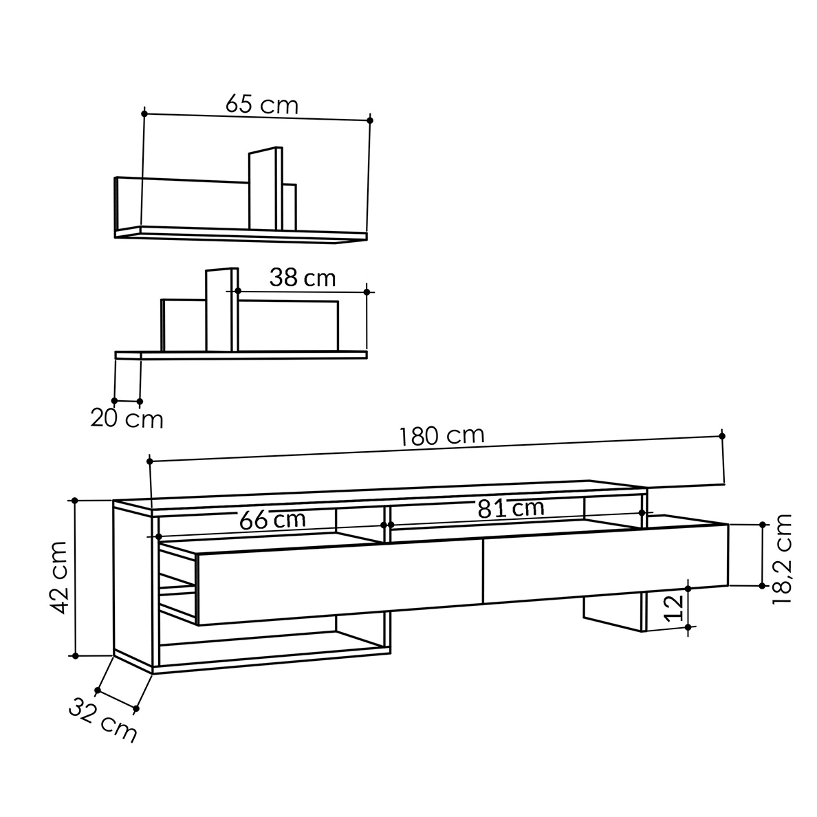 Ensemble de meuble TV ANTHRACITE