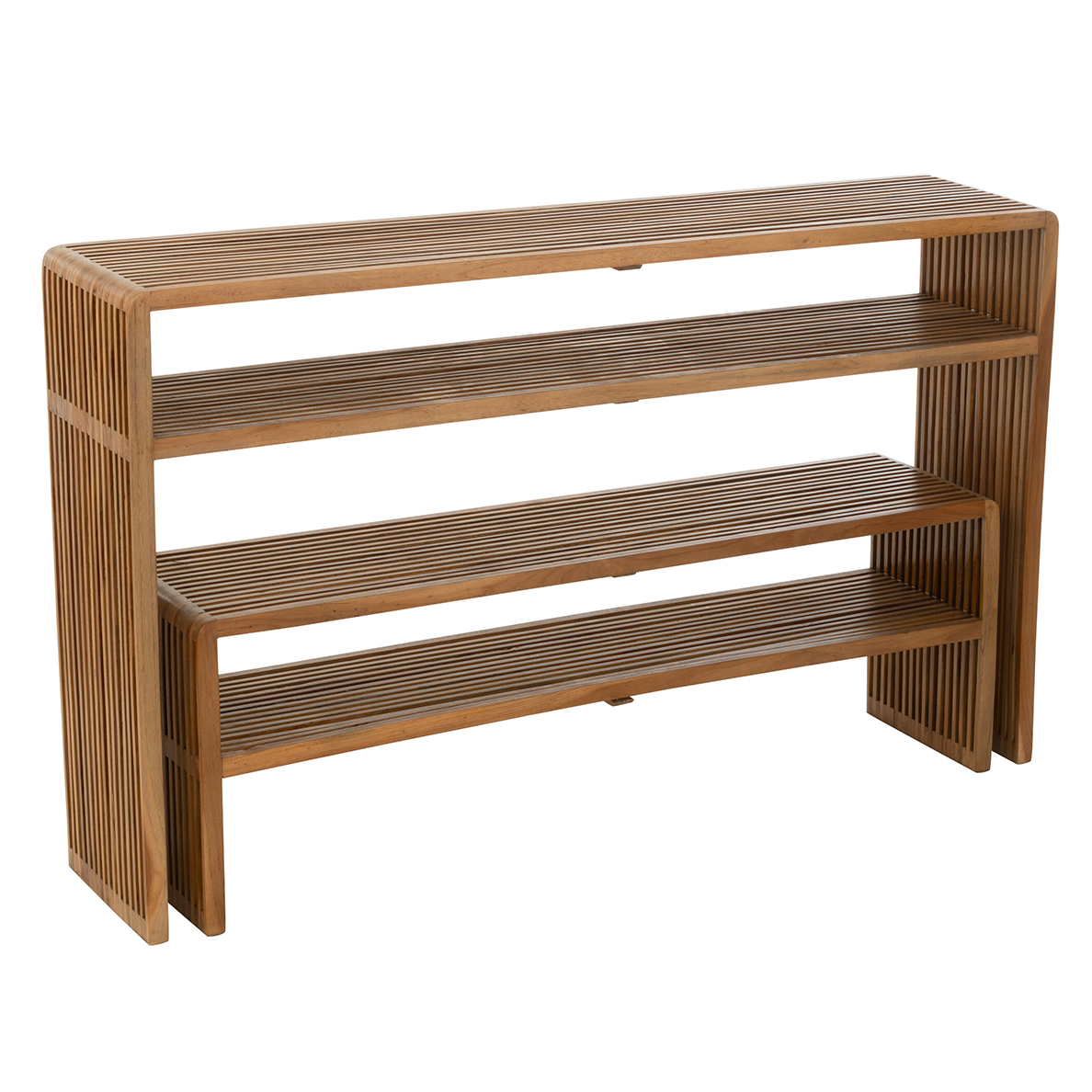 Set De 2 Console Avec Etagere Teck Recycle Naturel by JLINE