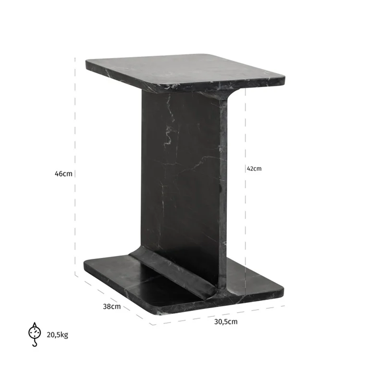 Table d'appoint BENSON noir en marbre