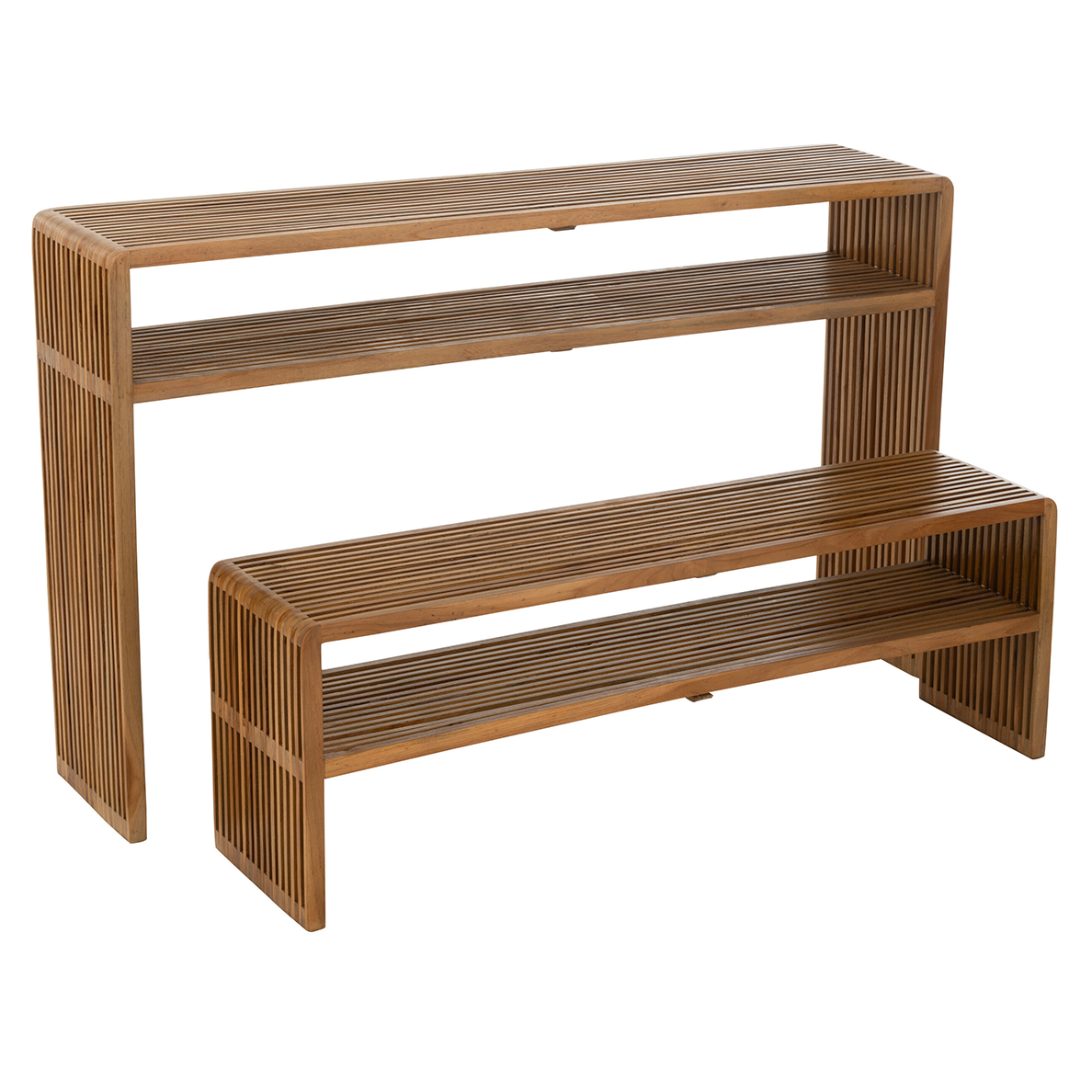 Set De 2 Console Avec Etagere Teck Recycle Naturel by JLINE