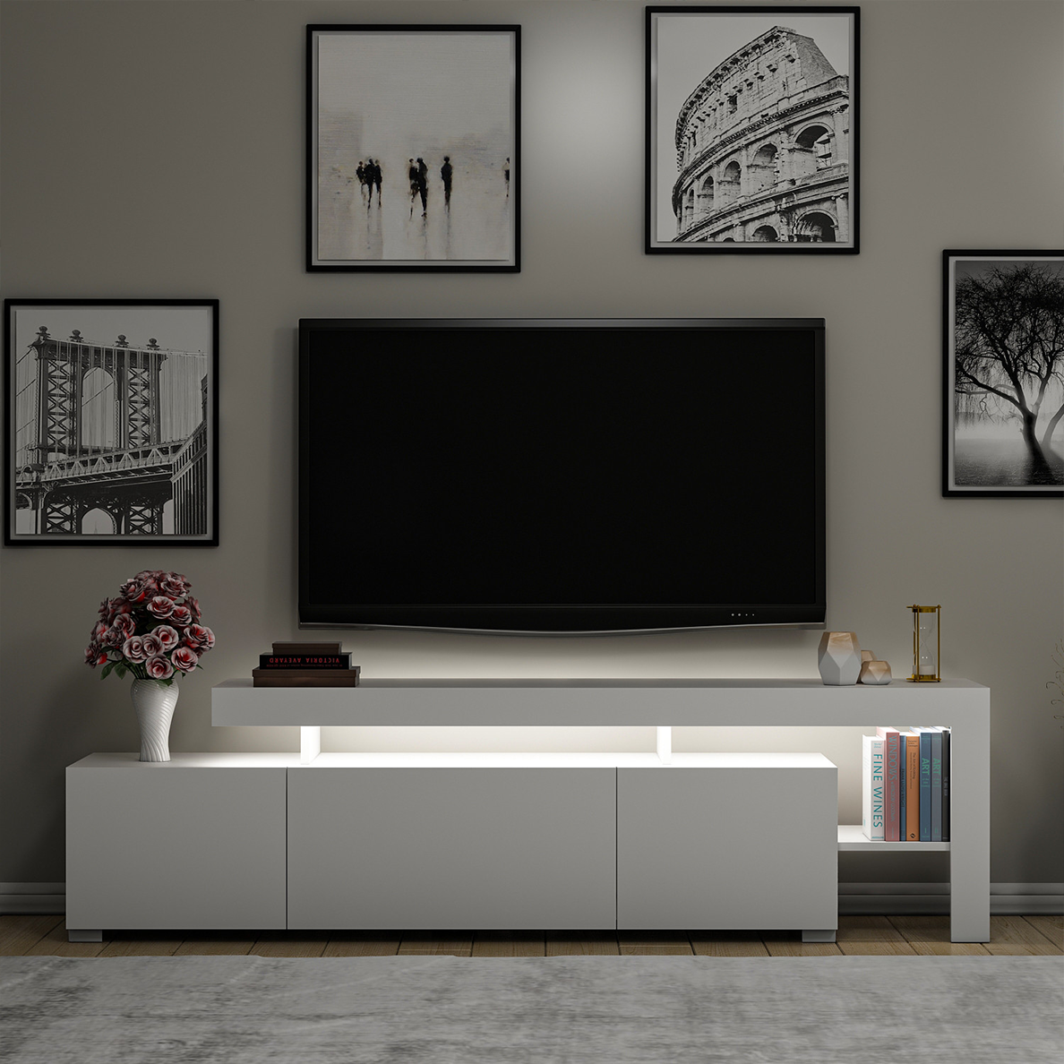 Meuble TV BLOOM Blanc LED