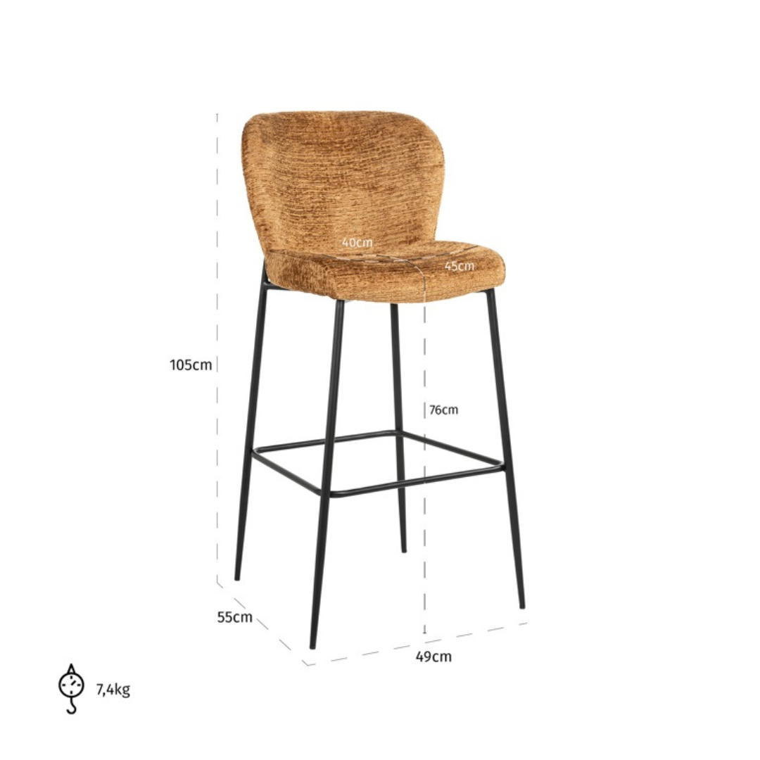 Tabouret de comptoir DARBY cognac fusion