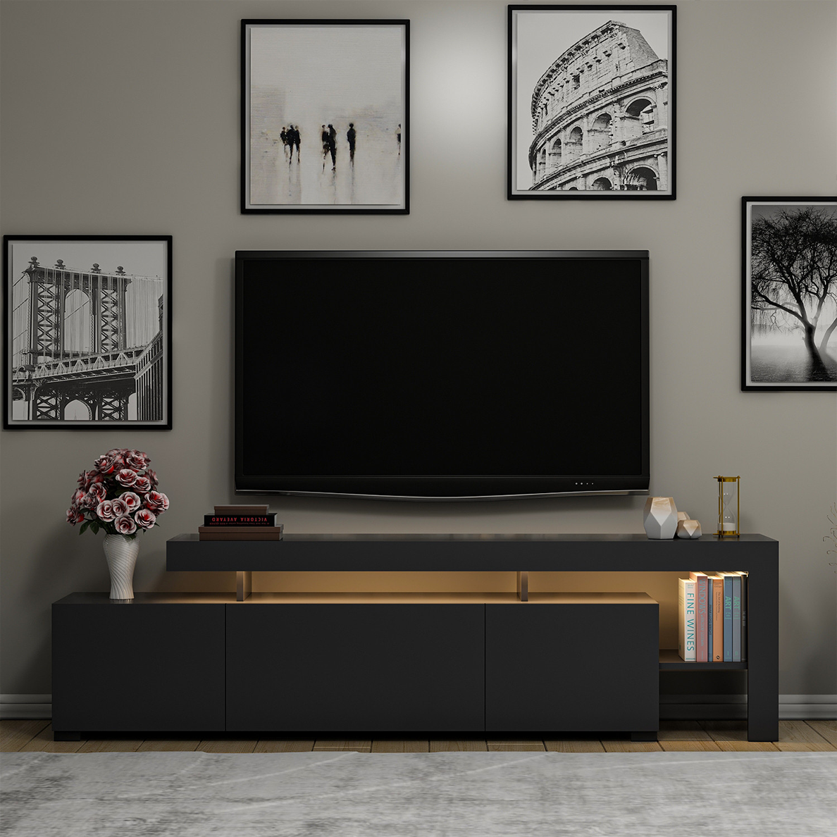 Meuble TV BLOOM anthracite LED