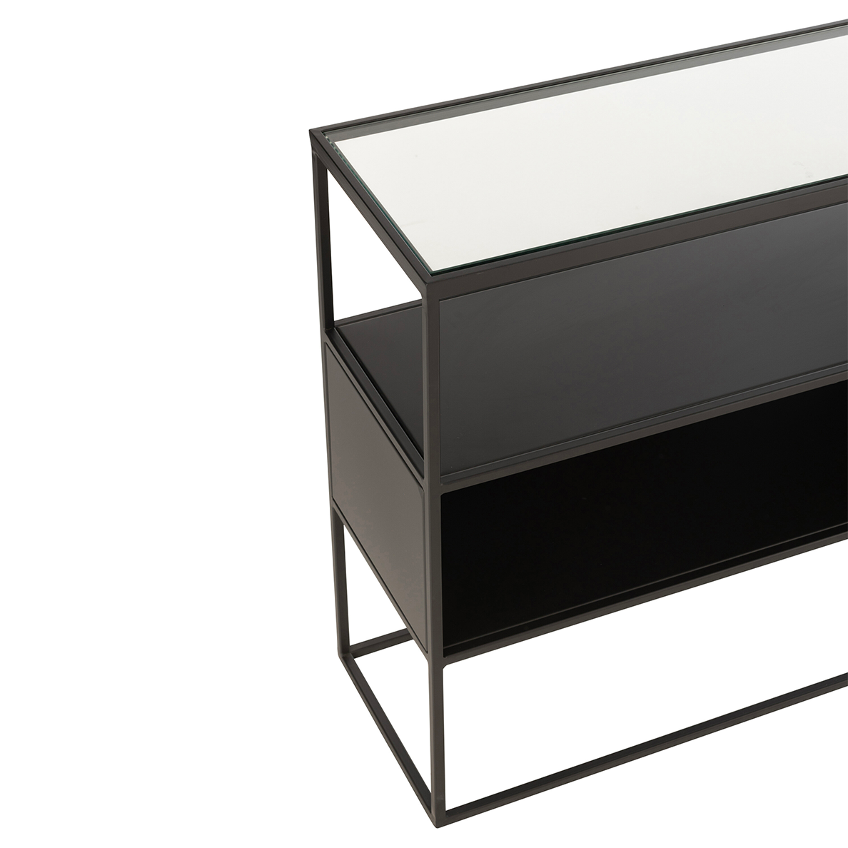 Console LOUIS Carré Metal/Verre Noir