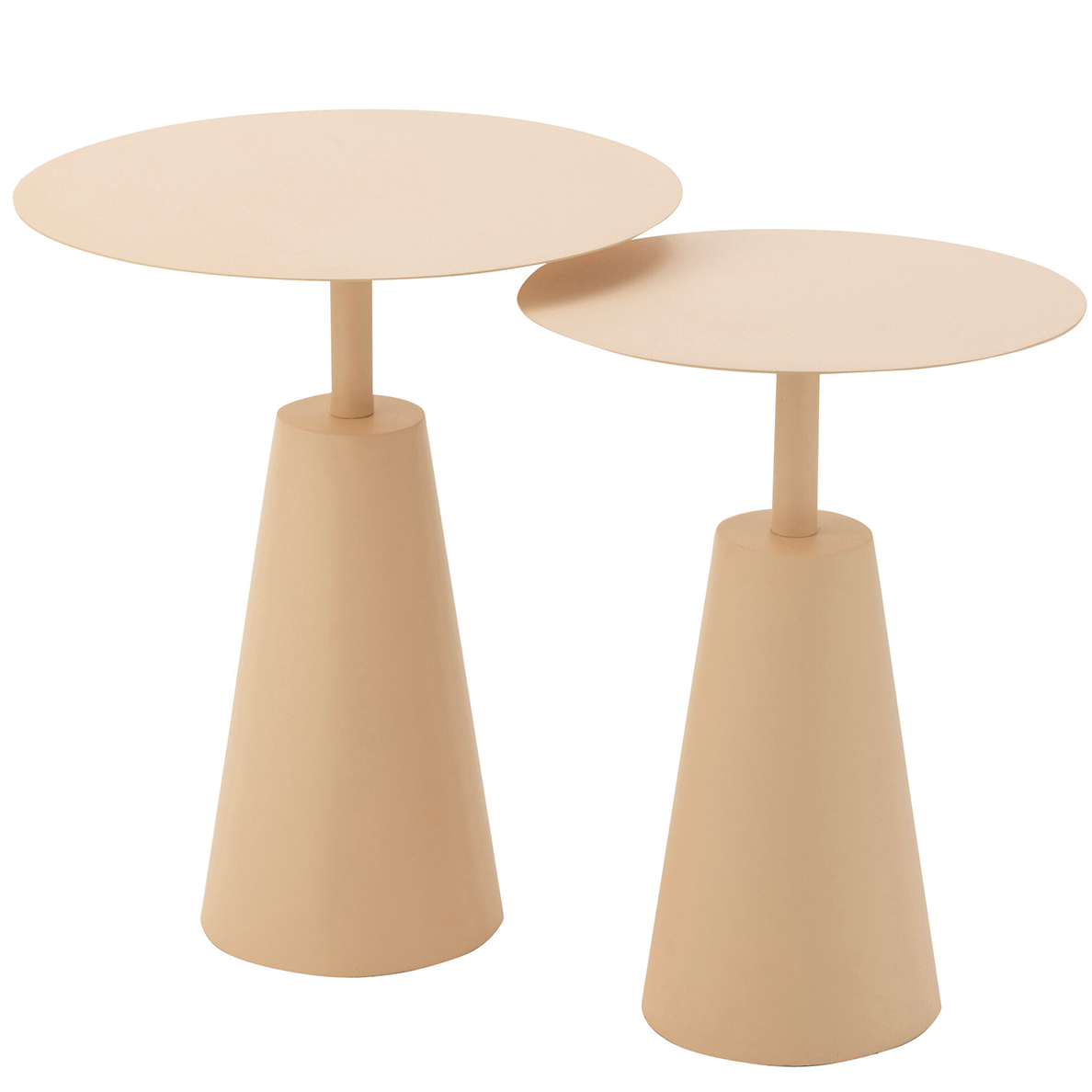 Set De 2 Tables Rondes en Fer Beige