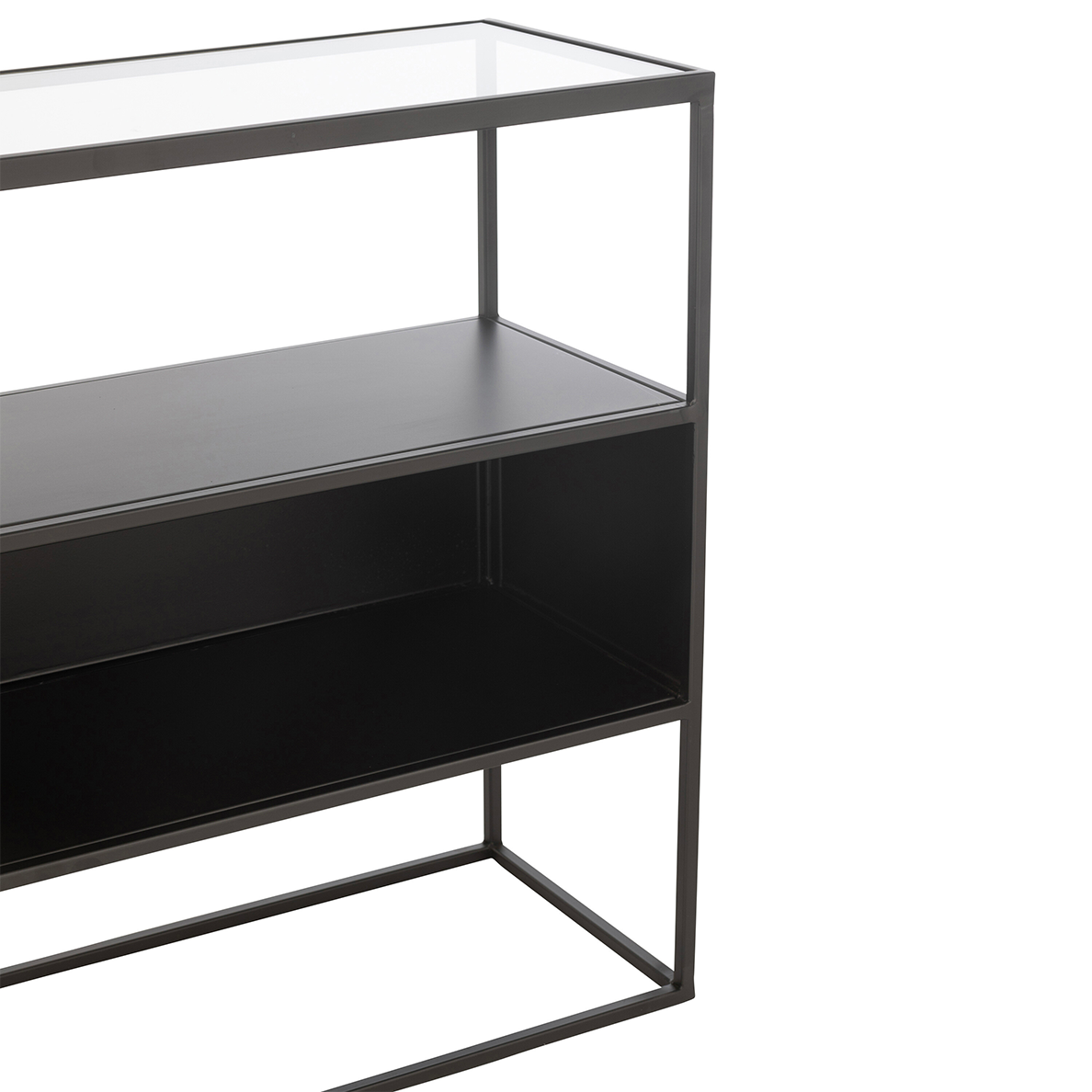 Console LOUIS Carré Metal/Verre Noir