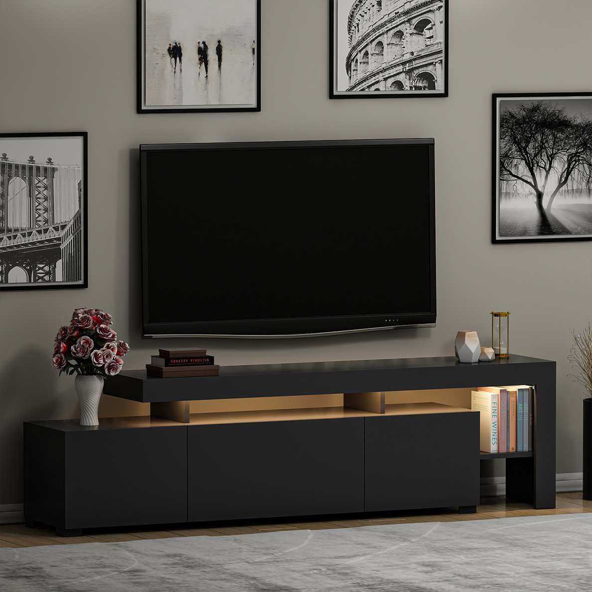 Meuble TV BLOOM anthracite LED