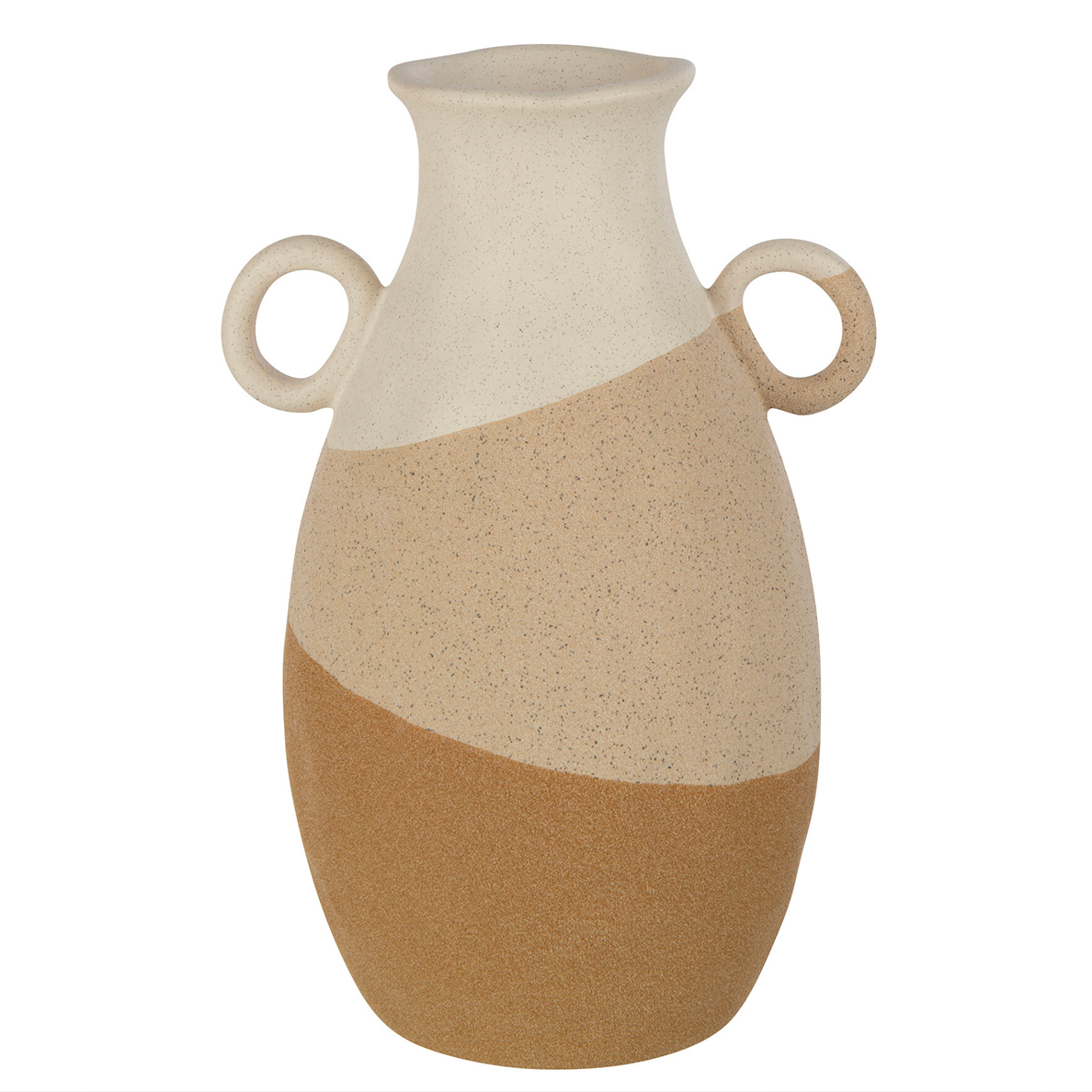 Vase en céramique beige/marron clair de taille moyenne