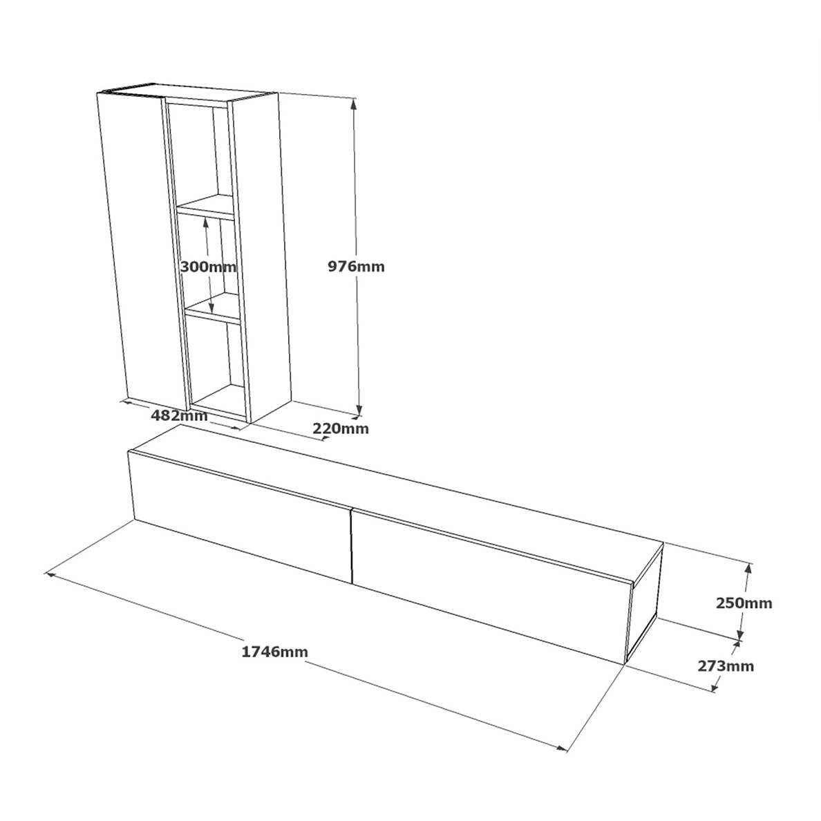 Ensemble de meuble TV LORIA anthracite