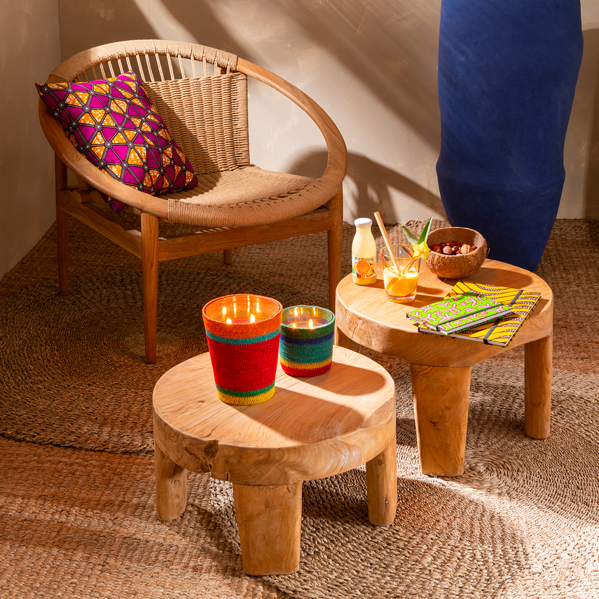 Set de 2 tables d'appoint LAOS en Tek Naturel