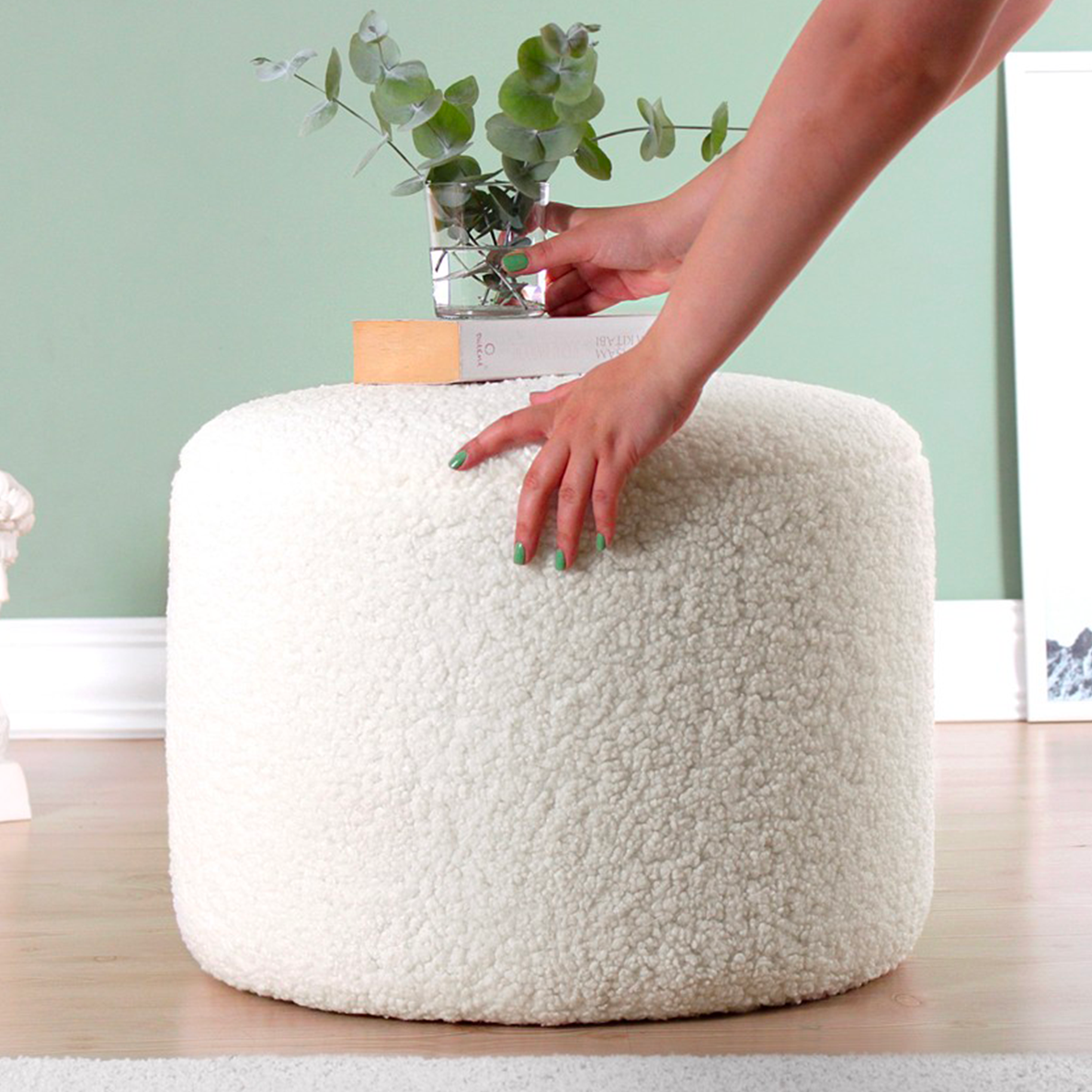 Pouf SHEEP tissu bouclette blanc