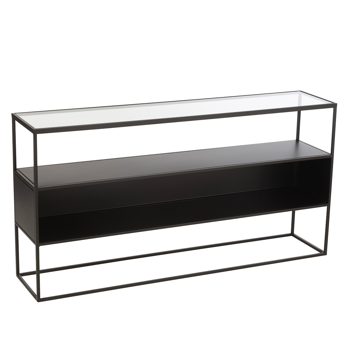 Console LOUIS Carré Metal/Verre Noir