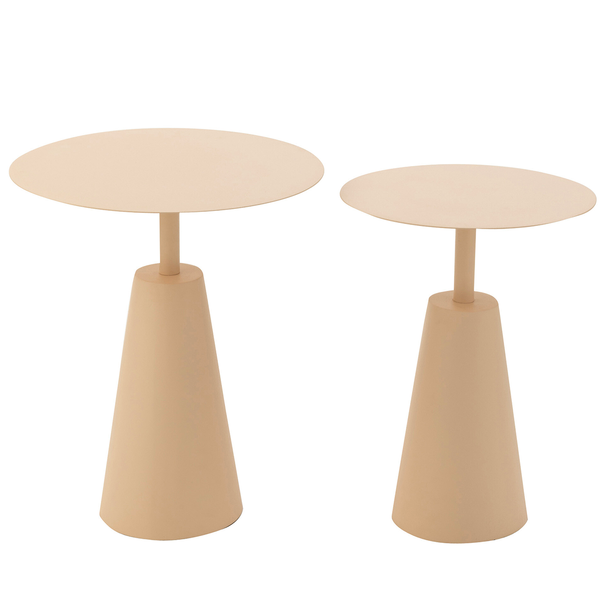 Set De 2 Tables Rondes en Fer Beige