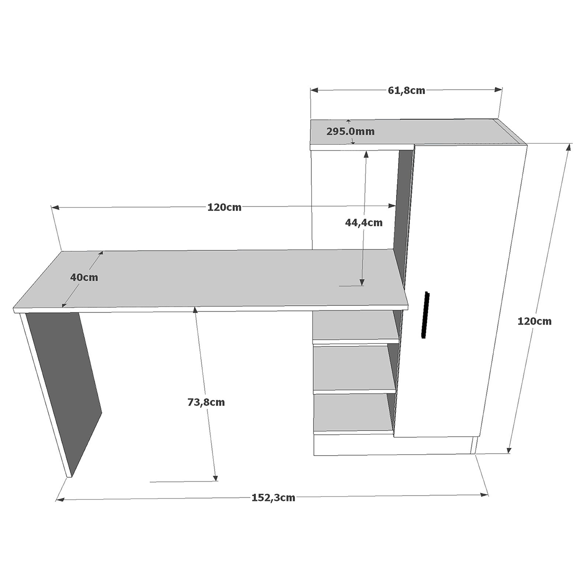 Bureau droit LUCCIA noir