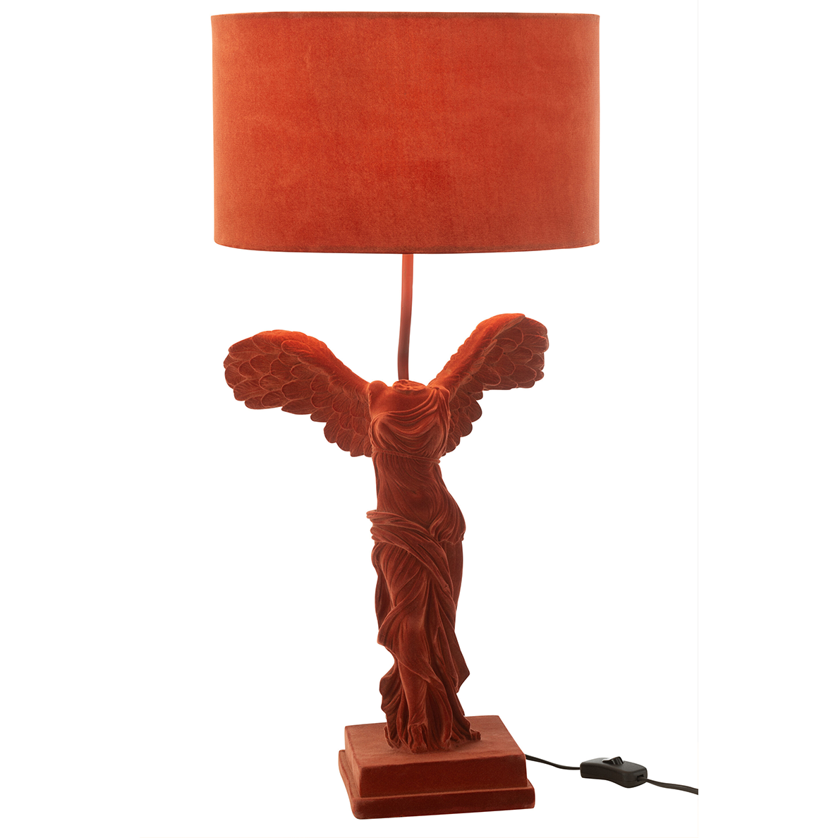 Lampe Sculpture Grecque Resine Velours Bordeau