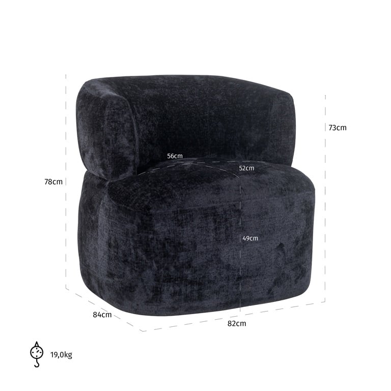 Fauteuil DOONA black chenille