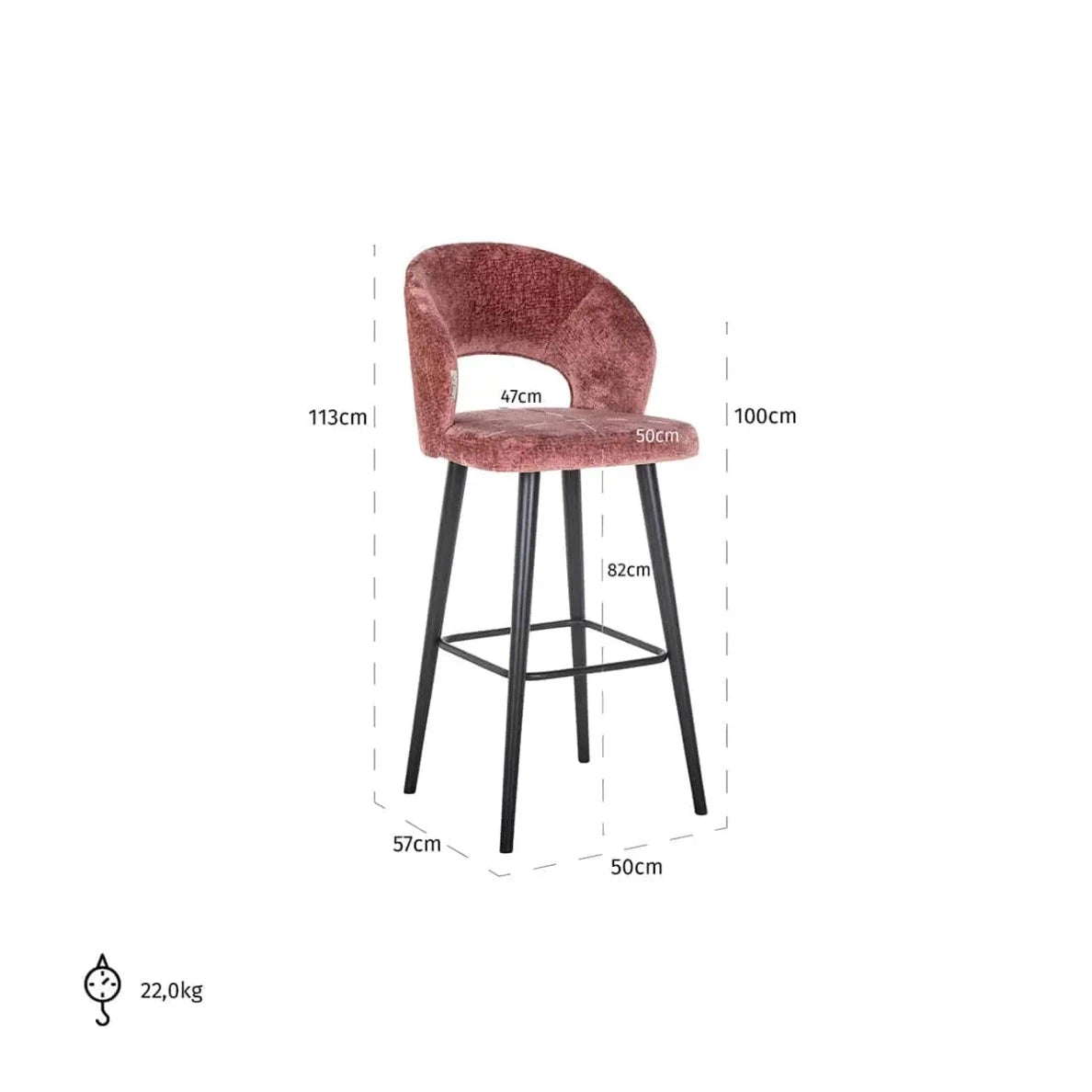 Tabouret SAVOY rose