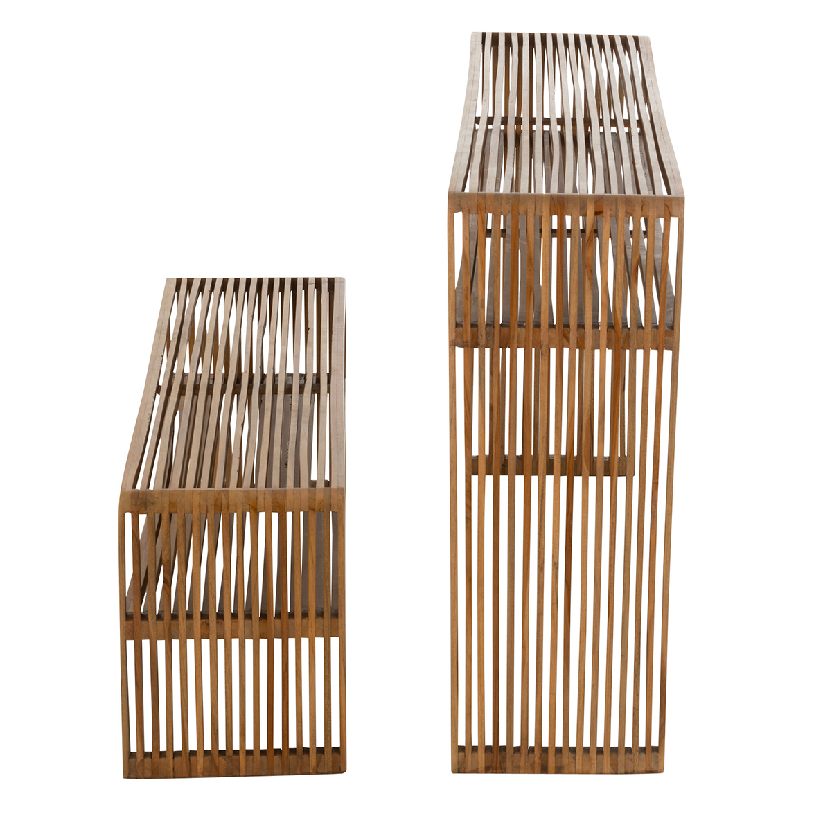 Set De 2 Console Avec Etagere Teck Recycle Naturel by JLINE