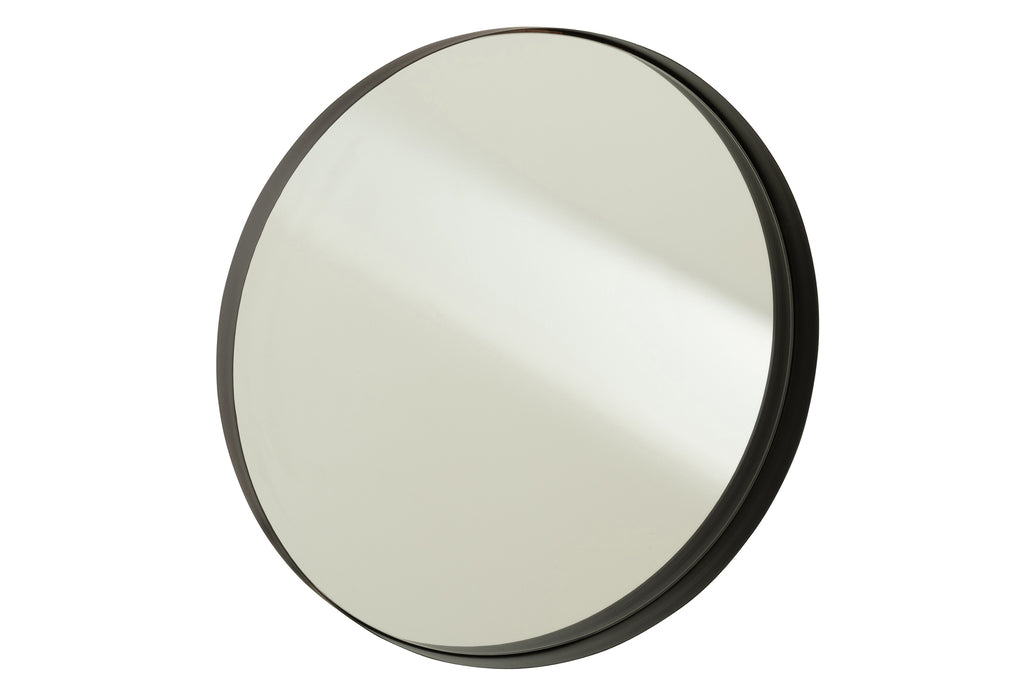 Miroir à grand cadre rond en métal noir